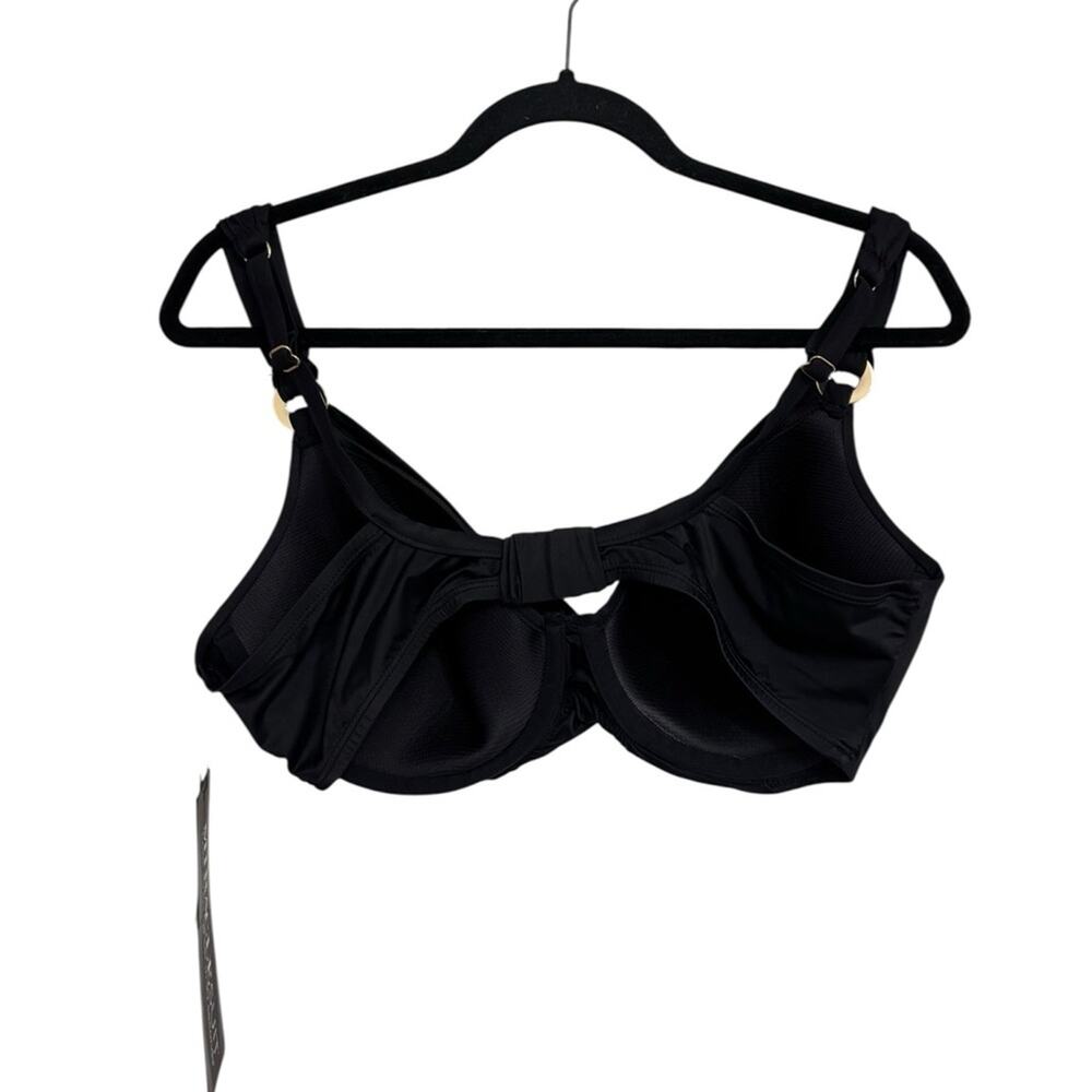 NWT Miraclesuit Solid Plunge Bikini Top in Black - Size 36DD - Picture 4 of 9
